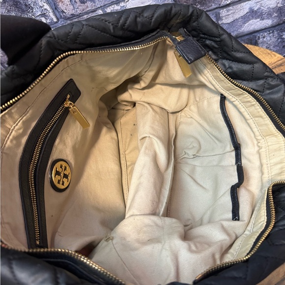 Tory Burch Black Quilted Grosgrain Strap Tote Bag #1 - Picture 10 of 12